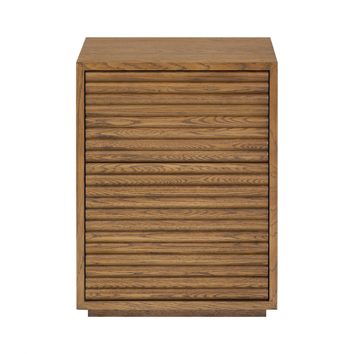 Evie Ribbed Walnut Bedside two Drawer
