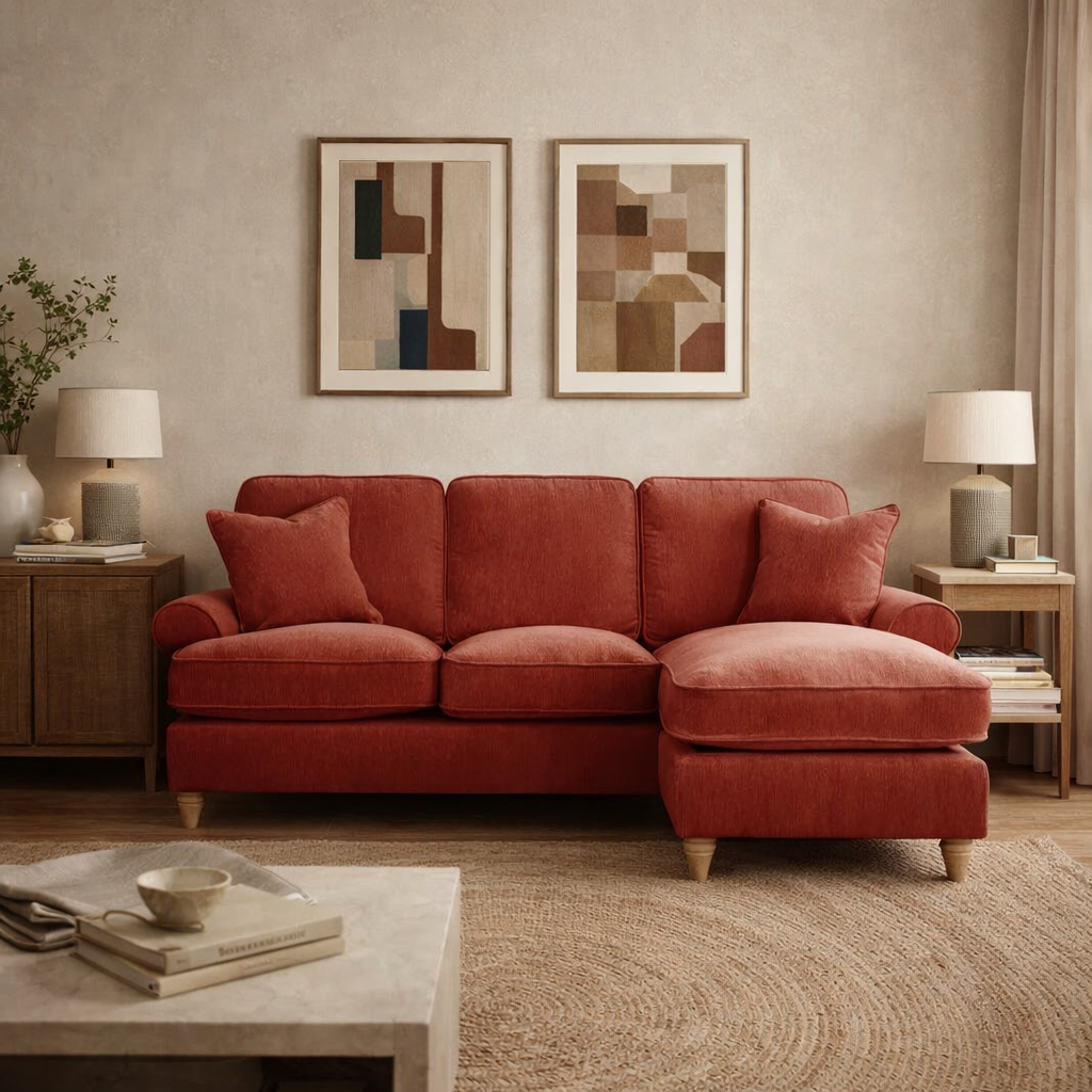 Right Hand Chaise Sofa Manhattan Apricot The Great Sofa Company | Victoria | Bromfield | Lola | Alfie | Mari | Longfellow | Duresta Style