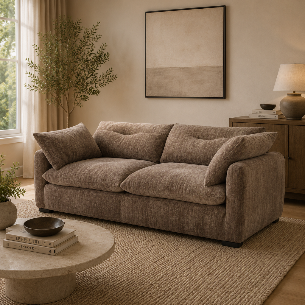 Quetta Sofa Rust Brown 3 Seater