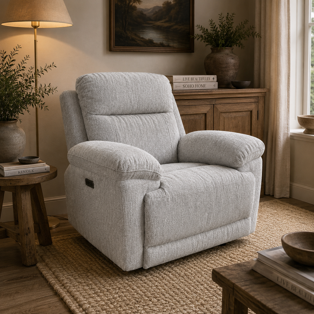 Owen Electric Recliner Beige Armchair
