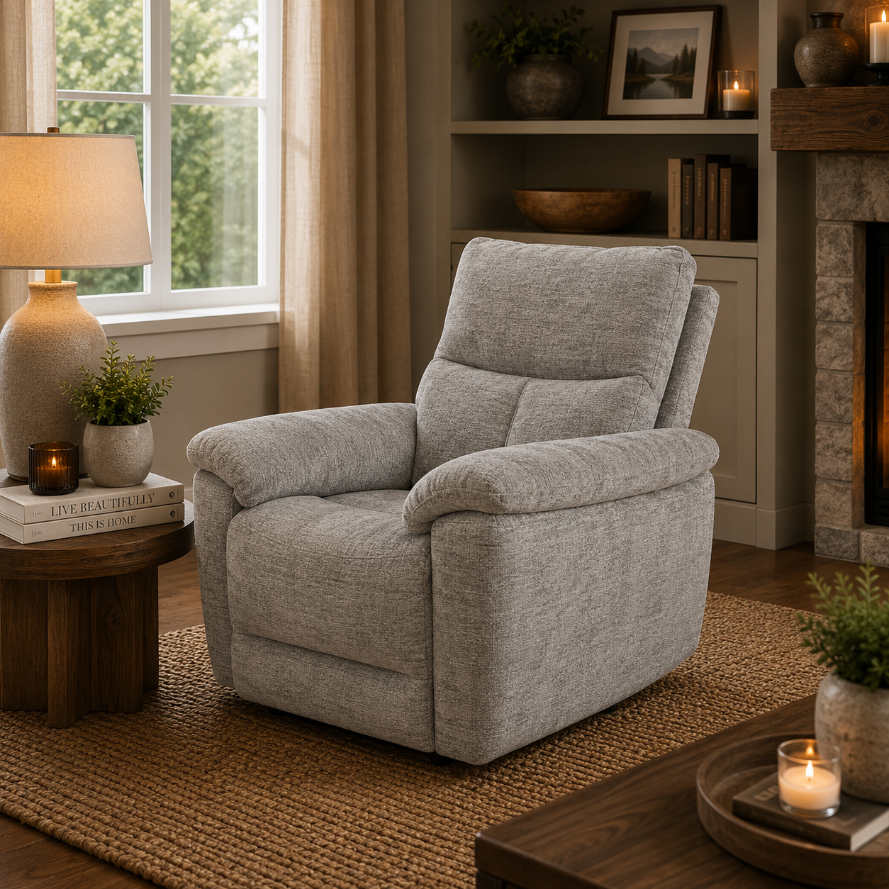 Klint Grez Lay-Z-Boy Style Fabric Power Recliner Armchair