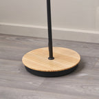 Juna Black Metal and Natural Wood Two Head Floor Lamp