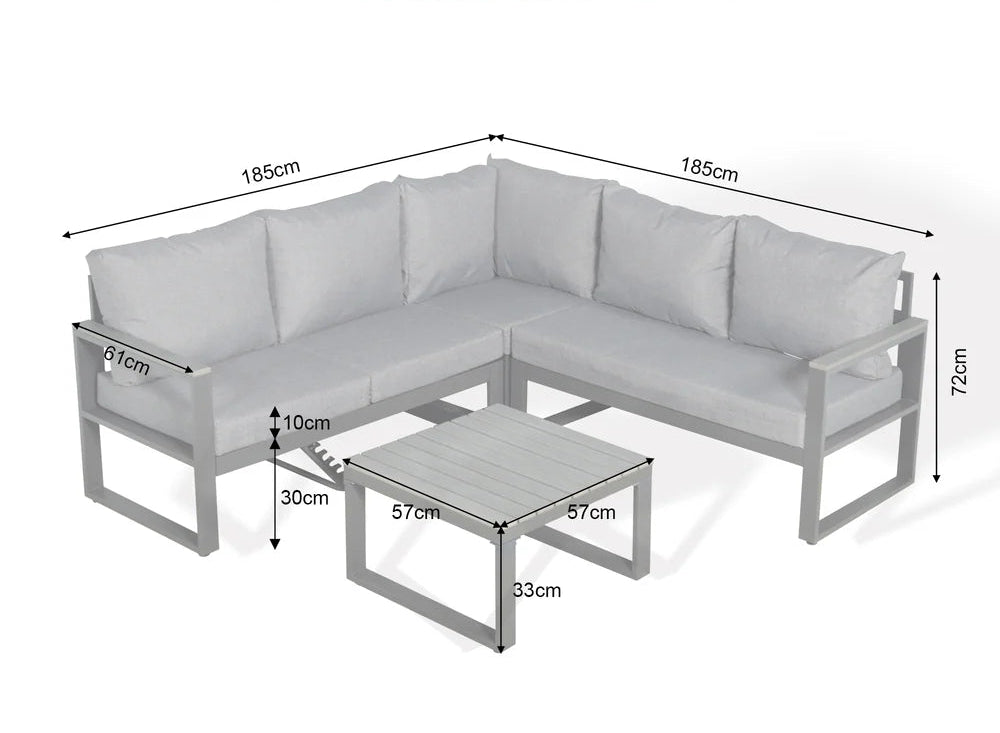 Dune Range Square Corner Set Charcoal Aluminium Frame With Charcoal Cushions