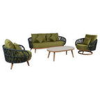 Luna Range Olive Green & Anthracite Rope Sofa Set | Premium Outdoor Lounge Furniture