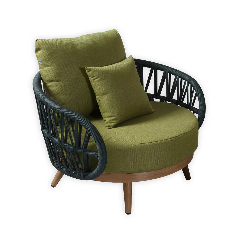 Luna Range Olive Green & Anthracite Rope Sofa Set | Premium Outdoor Lounge Furniture