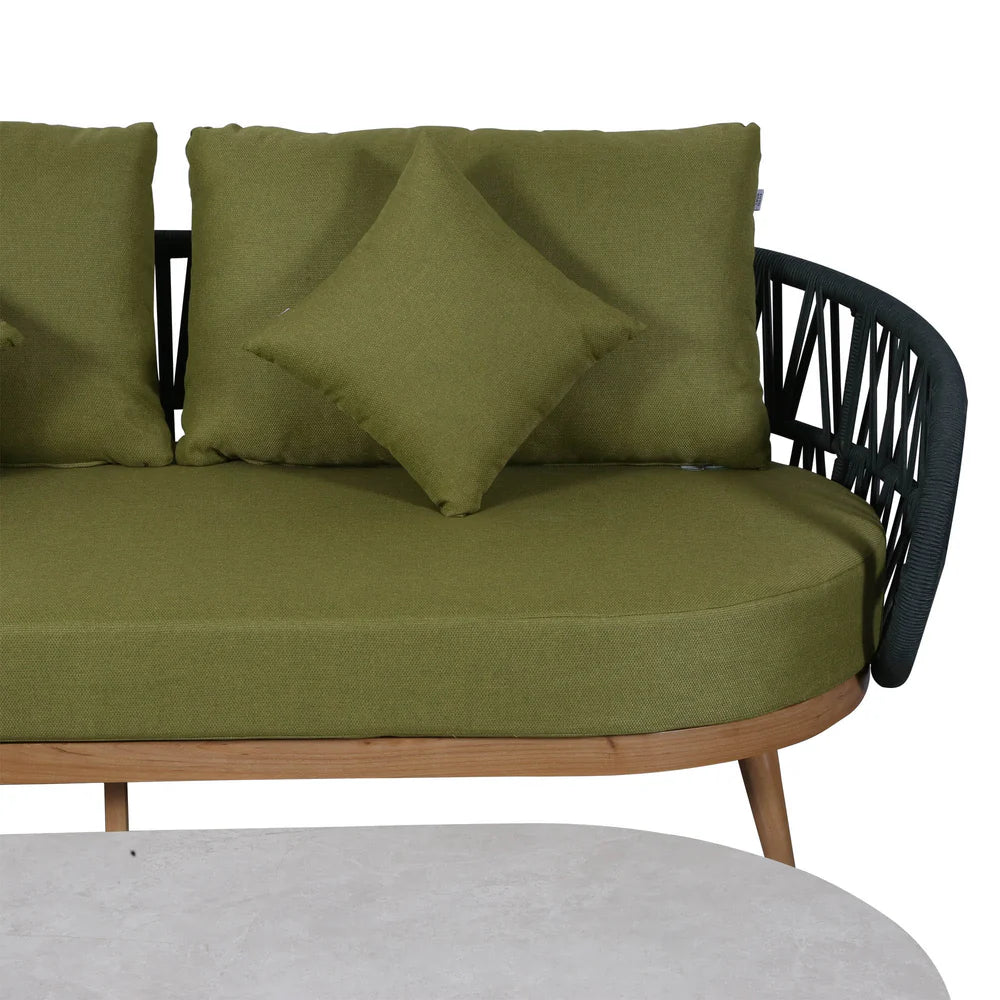 Luna Range Olive Green & Anthracite Rope Sofa Set | Premium Outdoor Lounge Furniture