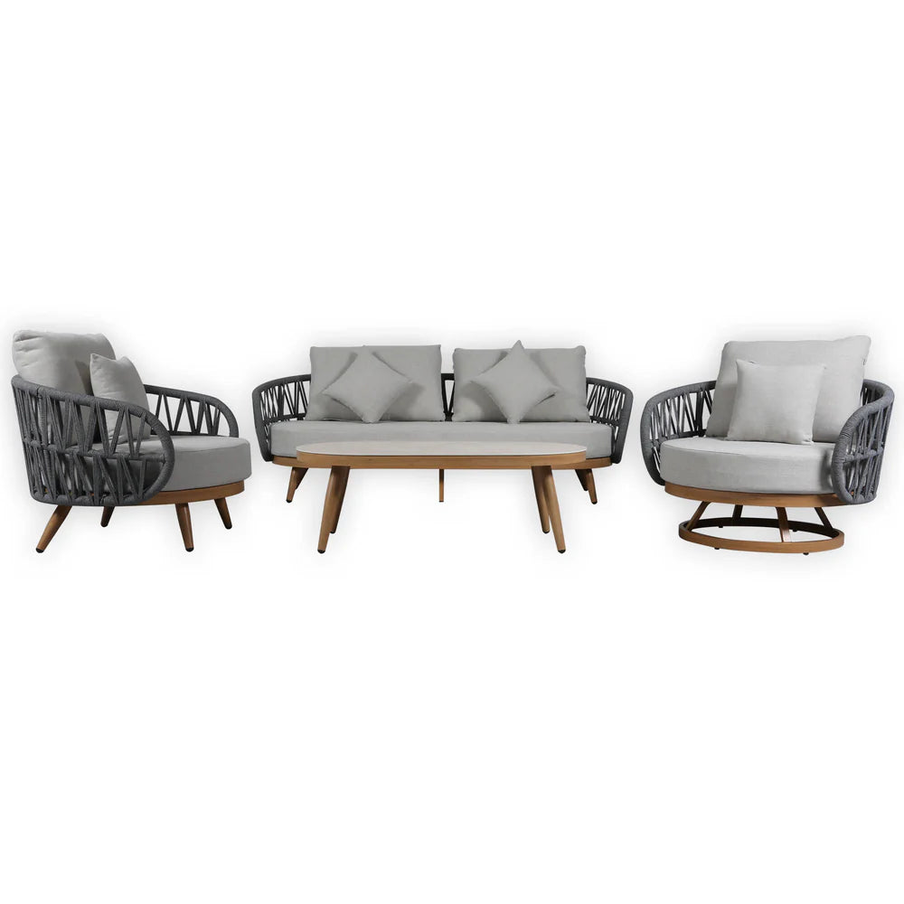 Luna Range White & Anthracite Rope Sofa Set | Premium Outdoor Lounge Furniture