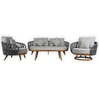 Luna Range White & Anthracite Rope Sofa Set | Premium Outdoor Lounge Furniture