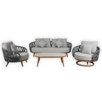Luna Range White & Anthracite Rope Sofa Set | Premium Outdoor Lounge Furniture