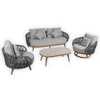 Luna Range White & Anthracite Rope Sofa Set | Premium Outdoor Lounge Furniture