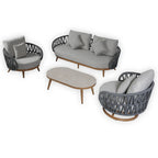 Luna Range White & Anthracite Rope Sofa Set | Premium Outdoor Lounge Furniture