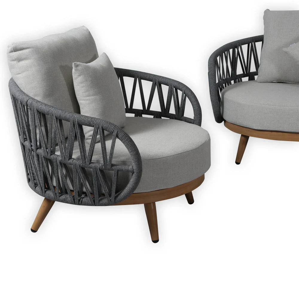 Luna Range White & Anthracite Rope Sofa Set | Premium Outdoor Lounge Furniture