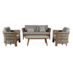 Orion Range Natural Rope & Wood-Effect Aluminium Sofa Set | Premium Outdoor Lounge Furniture
