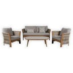 Orion Range Natural Rope & Wood-Effect Aluminium Sofa Set | Premium Outdoor Lounge Furniture