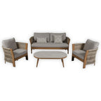 Orion Range Natural Rope & Wood-Effect Aluminium Sofa Set | Premium Outdoor Lounge Furniture