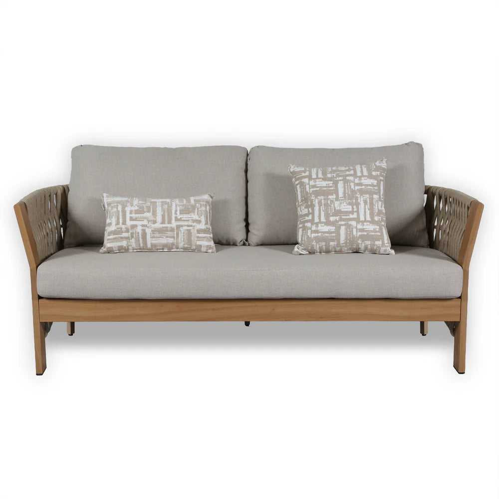 Orion Range Natural Rope & Wood-Effect Aluminium Sofa Set | Premium Outdoor Lounge Furniture