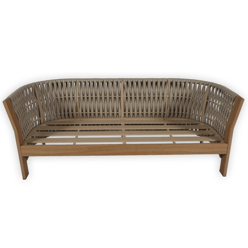 Orion Range Natural Rope & Wood-Effect Aluminium Sofa Set | Premium Outdoor Lounge Furniture