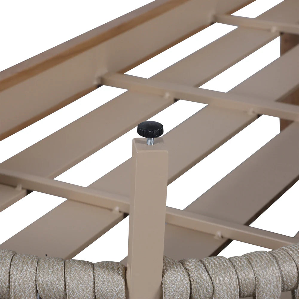 Orion Range Natural Rope & Wood-Effect Aluminium Sofa Set | Premium Outdoor Lounge Furniture