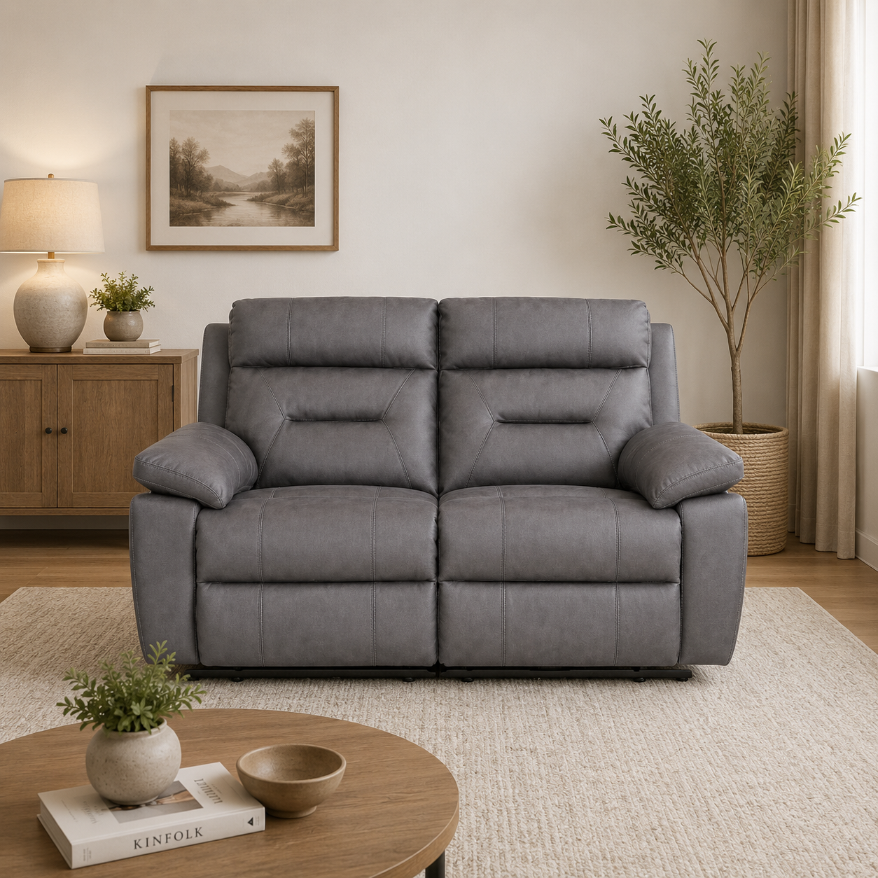 Lucca Inc Lay-Z-Boy Style Fabric Power Recliner 2 Seater Sofa