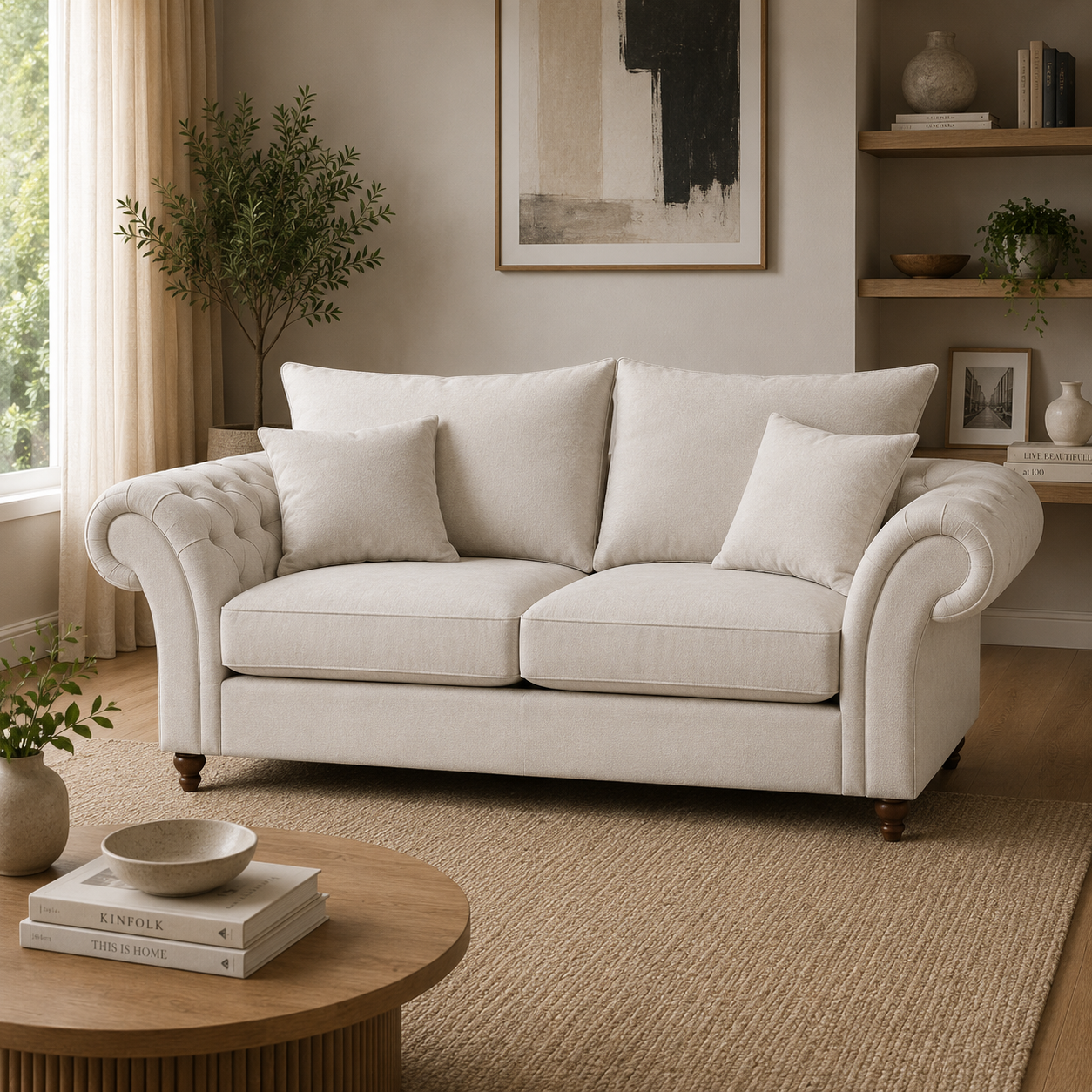 Windsor Fullback Sofa Stone 3 Seater