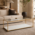 Novi Glass And White Terrazzo Gold Frame Coffee Table
