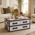 Kensington Townhouse Brown And White Genuine Cowhide Coffee Table