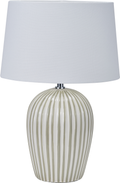 Cannes Sage and White Stripe Ceramic Table Lamp