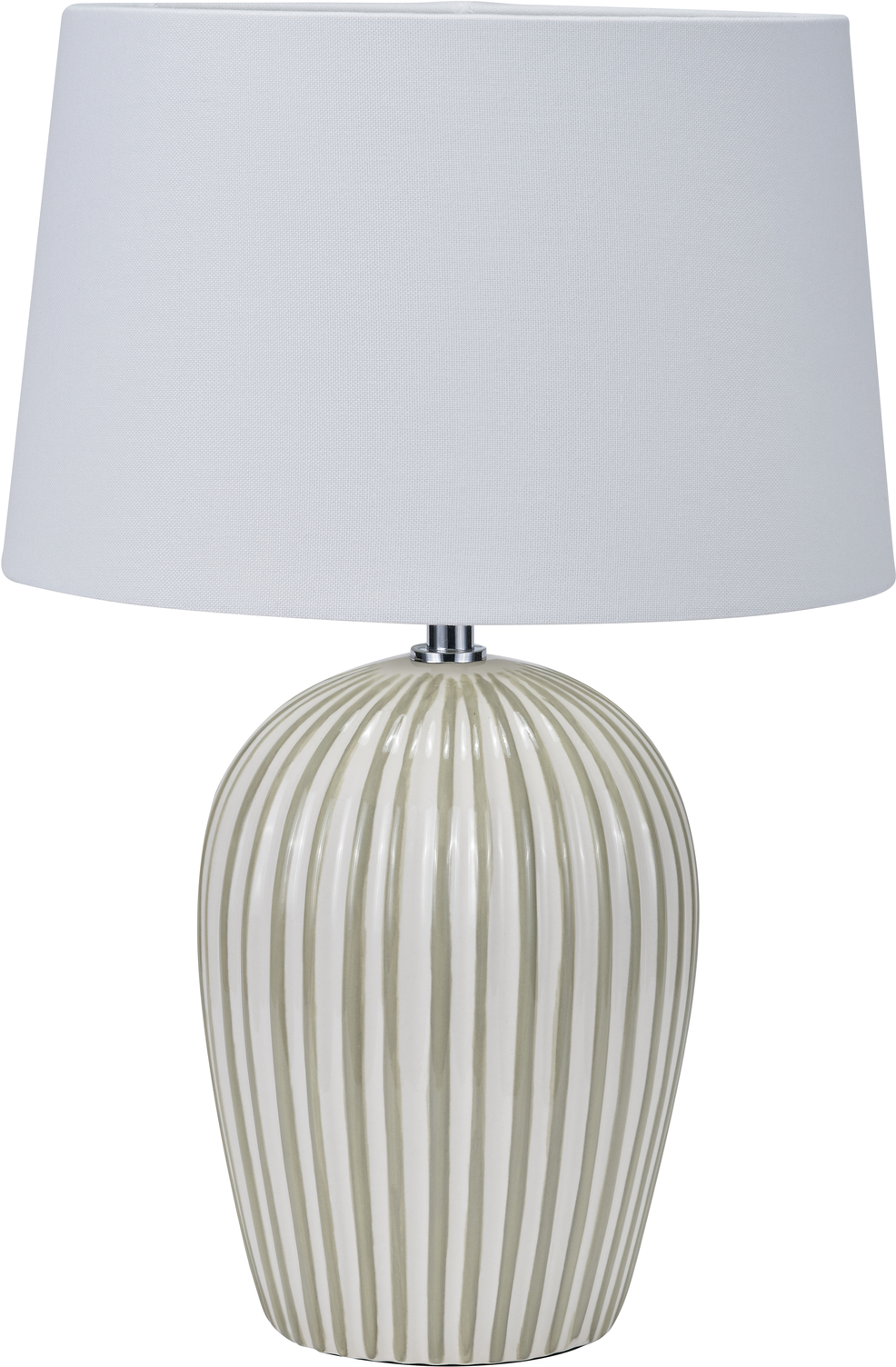 Cannes Sage and White Stripe Ceramic Table Lamp
