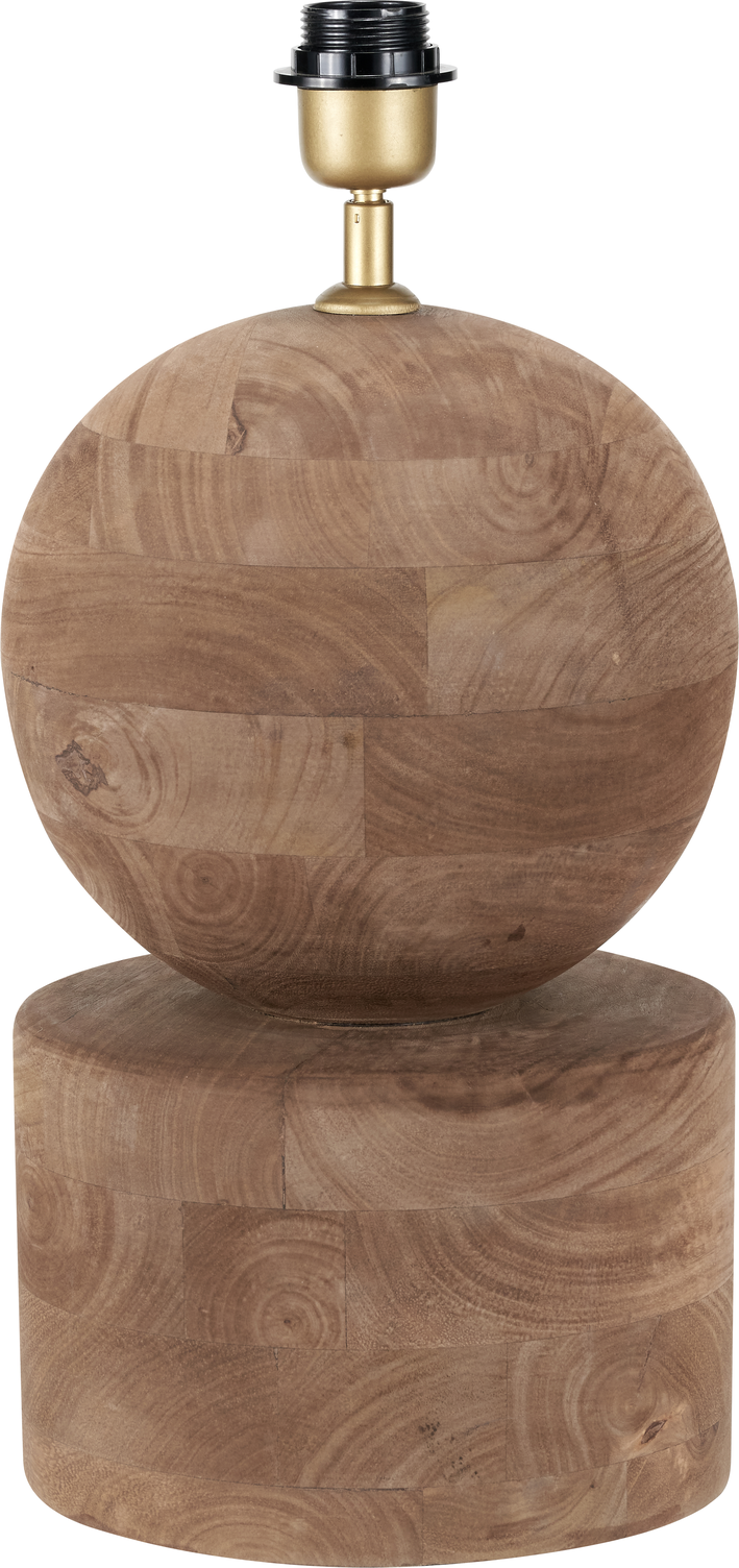Ziva Antique Brown Round Wood Table Lamp Base