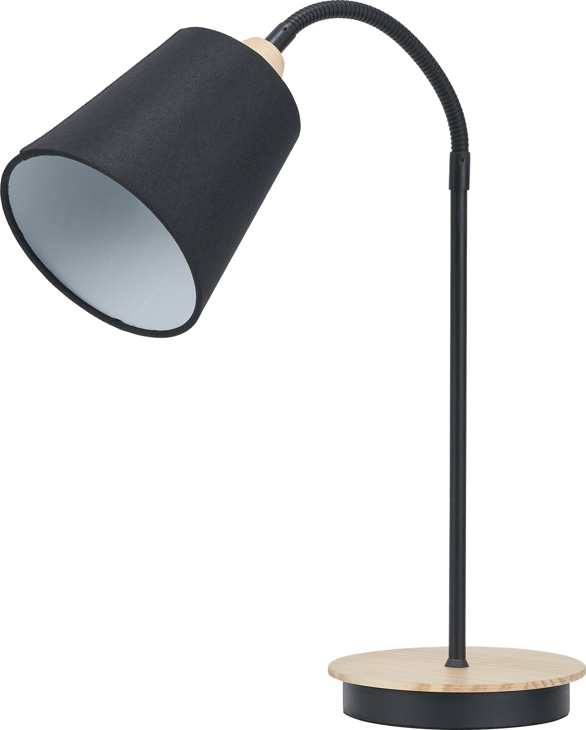 Juna Black Metal and Natural Wood Table Lamp