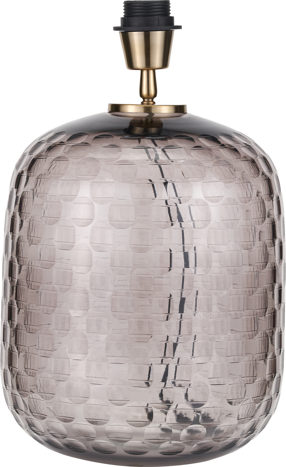 Camille Large Smoke Grey Circle Design Handcut Glass Table Lamp Base