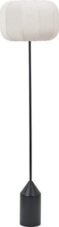 Oscar Black Metal and Natural Linen Structured Floor Lamp