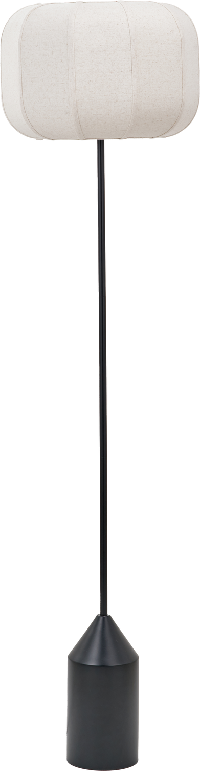 Oscar Black Metal and Natural Linen Structured Floor Lamp