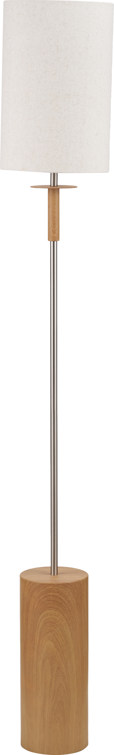 Bonham Natural Wood Veneer and Silver Metal Floor Lamp