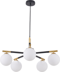 Wanda White Orb and Black Metal 5 Light Pendant
