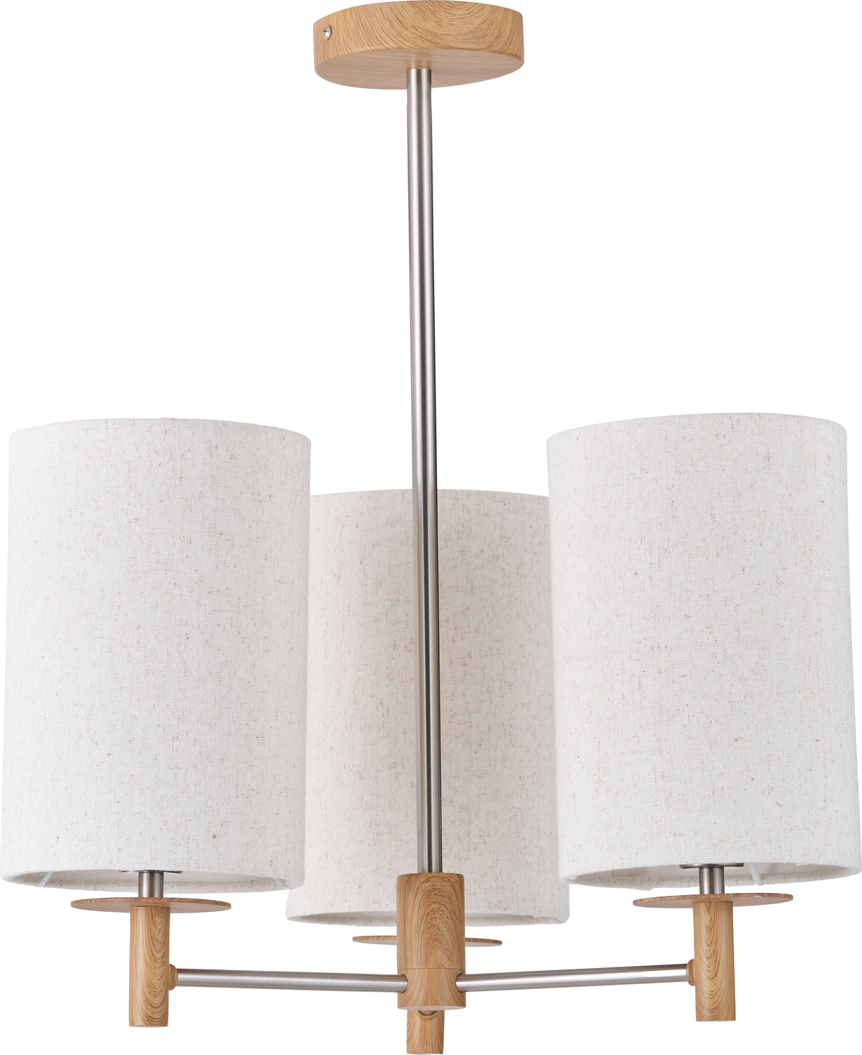 Bonham Natural Wood Veneer and Silver Metal 3 Light Pendant