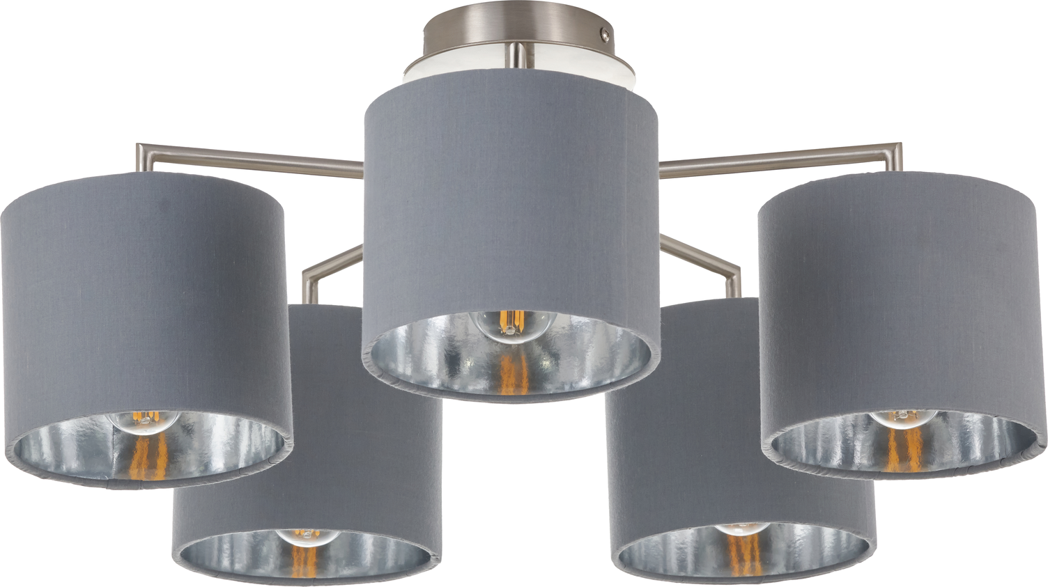 Elin Brushed Silver and Steel Grey 5 Light Pendant