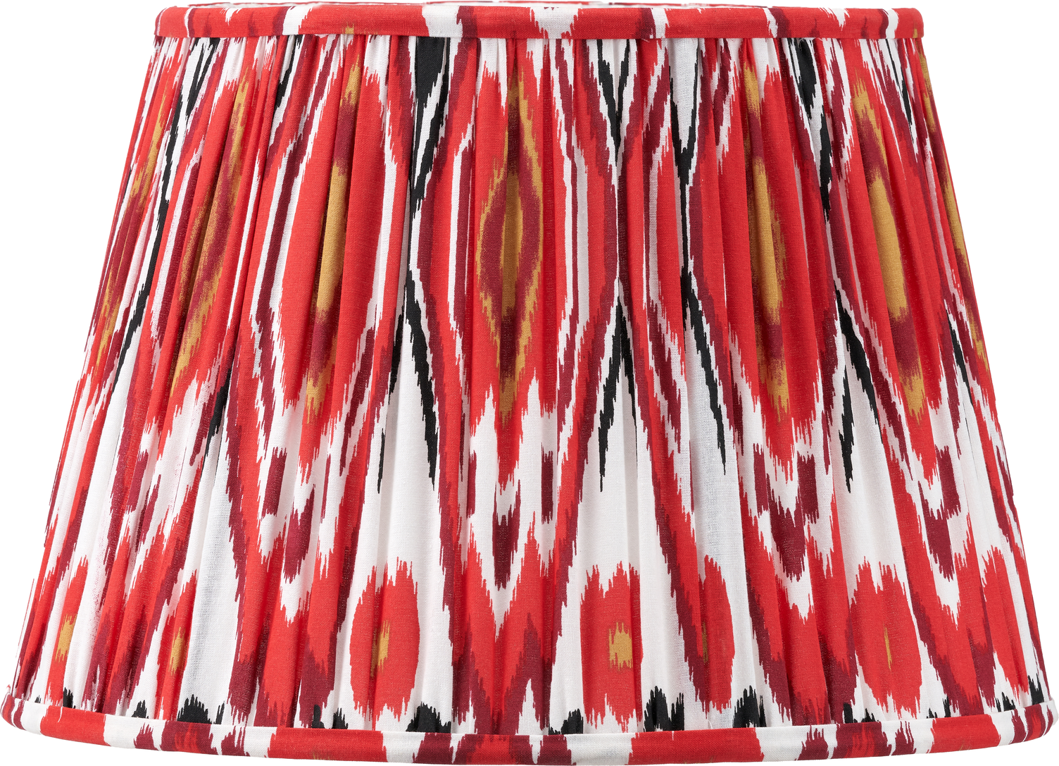 Izara 35cm Red Ikat Patterned Mushroom Pleat Tapered Lampshade