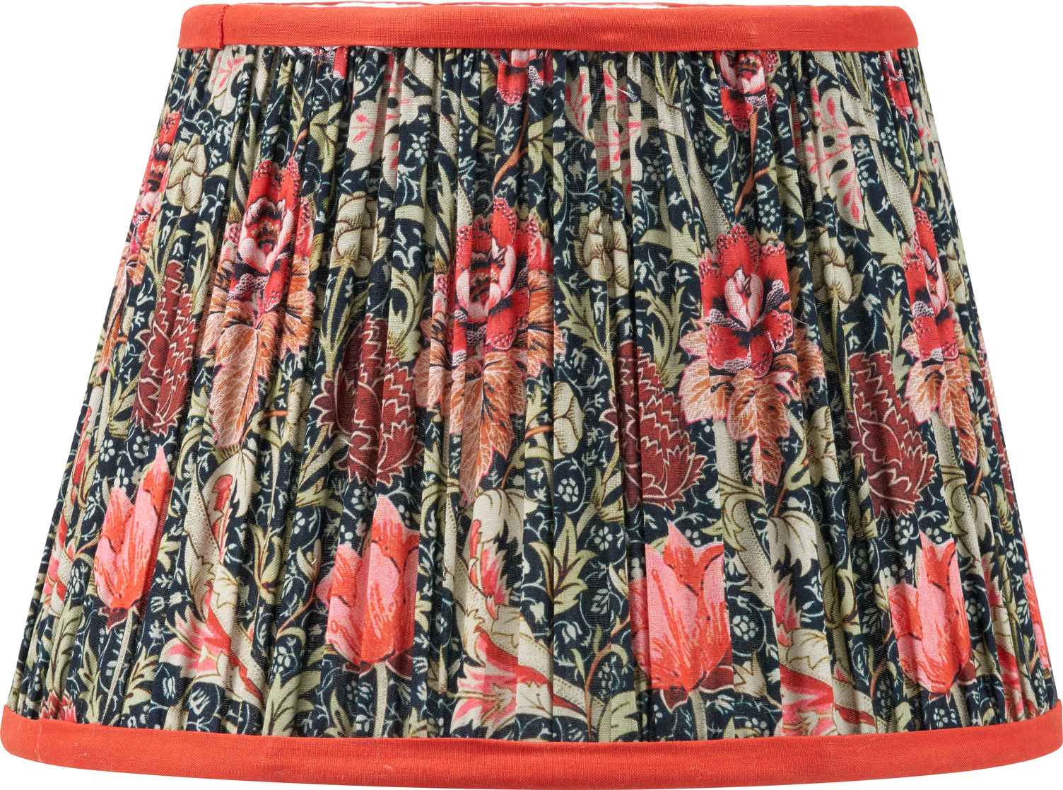Floressa 25cm Red Floral Patterned Mushroom Pleat Tapered Lamp Shade