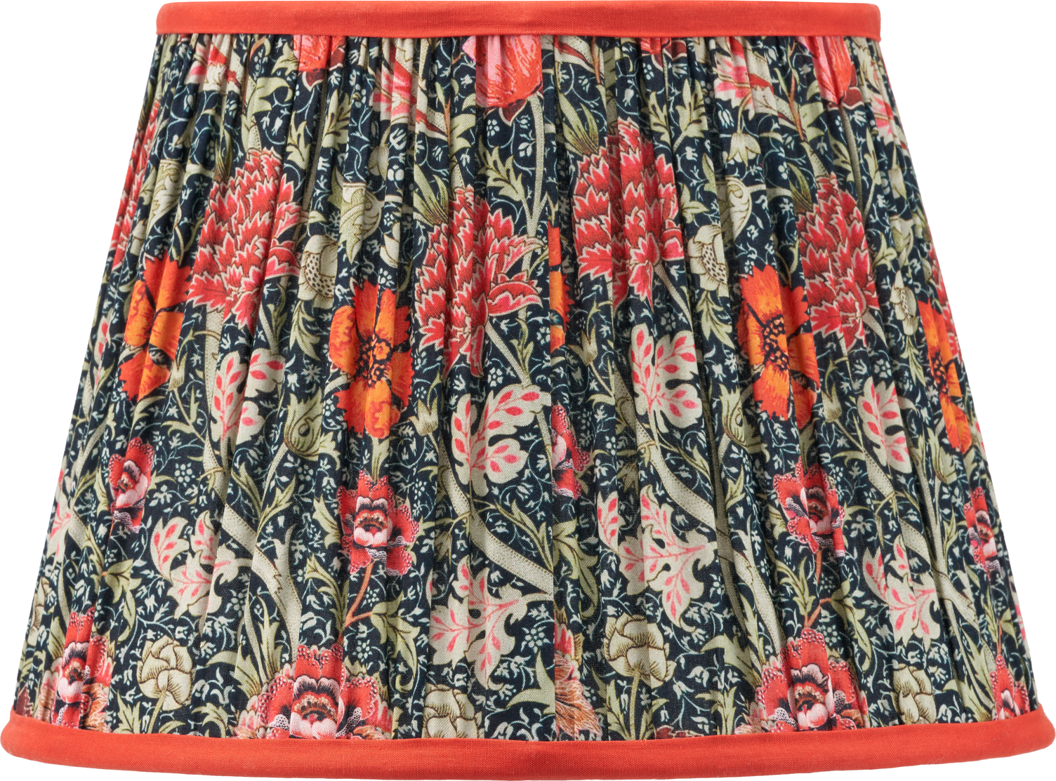 Floressa 30cm Red Floral Patterned Mushroom Pleat Tapered Lamp Shade