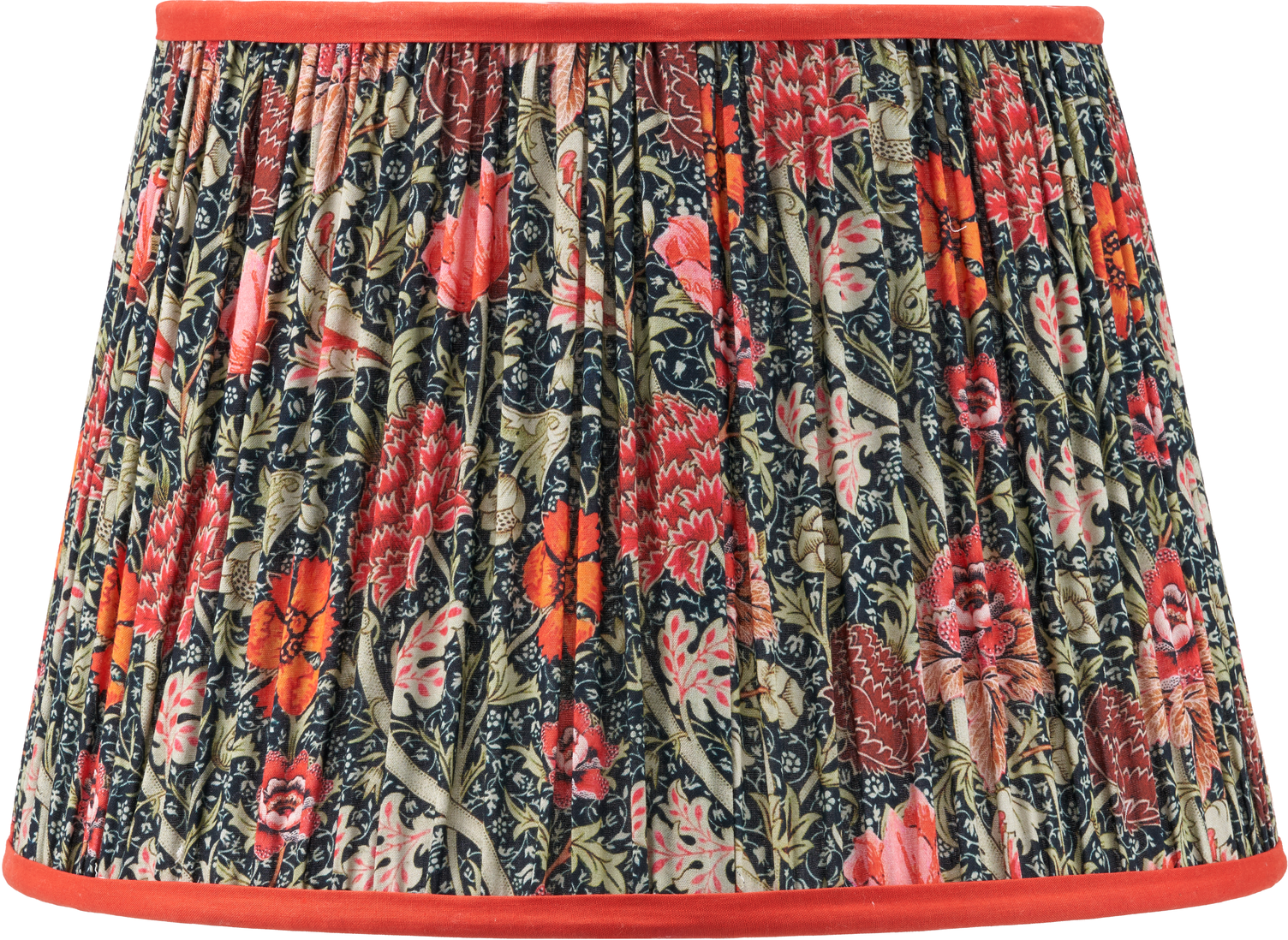 Floressa 35cm Red Floral Patterned Mushroom Pleat Tapered Lamp Shade
