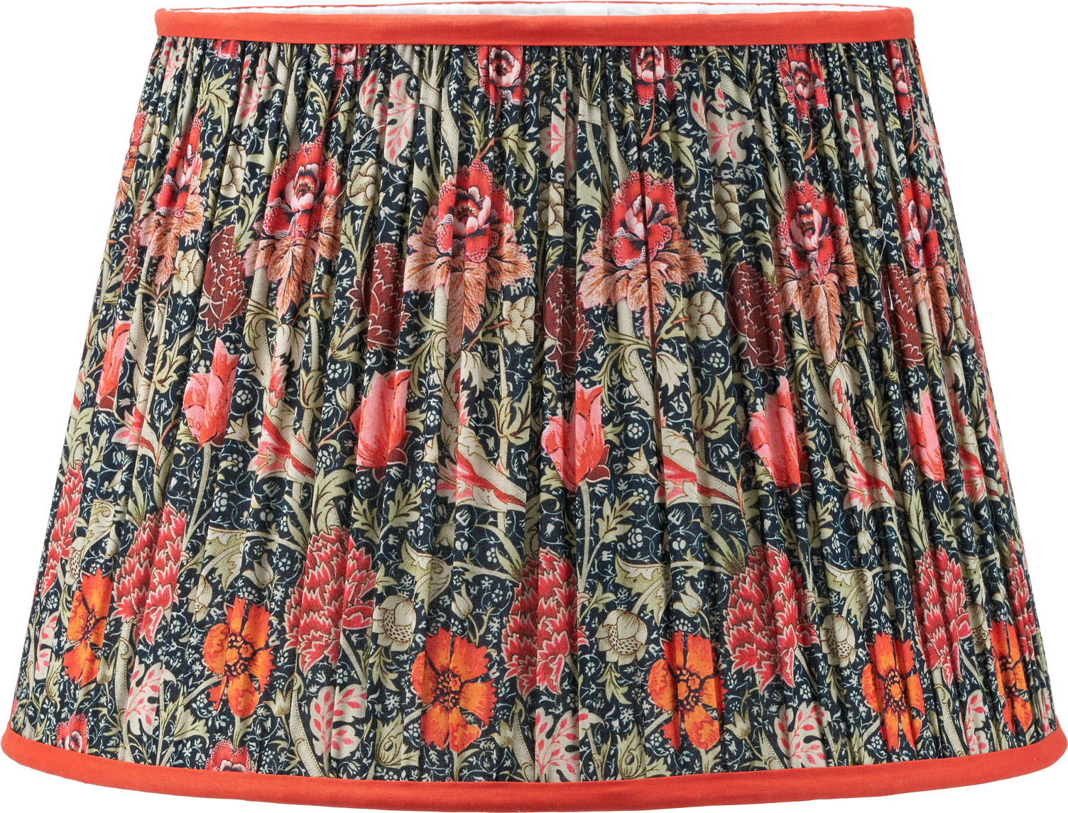 Floressa 40cm Red Floral Patterned Mushroom Pleat Tapered Lamp Shade