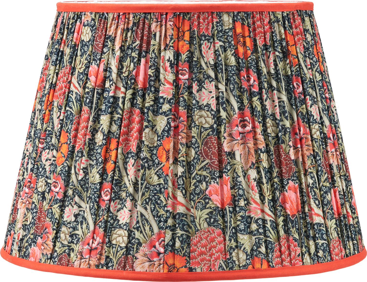 Floressa 45cm Red Floral Patterned Mushroom Pleat Tapered Lamp Shade