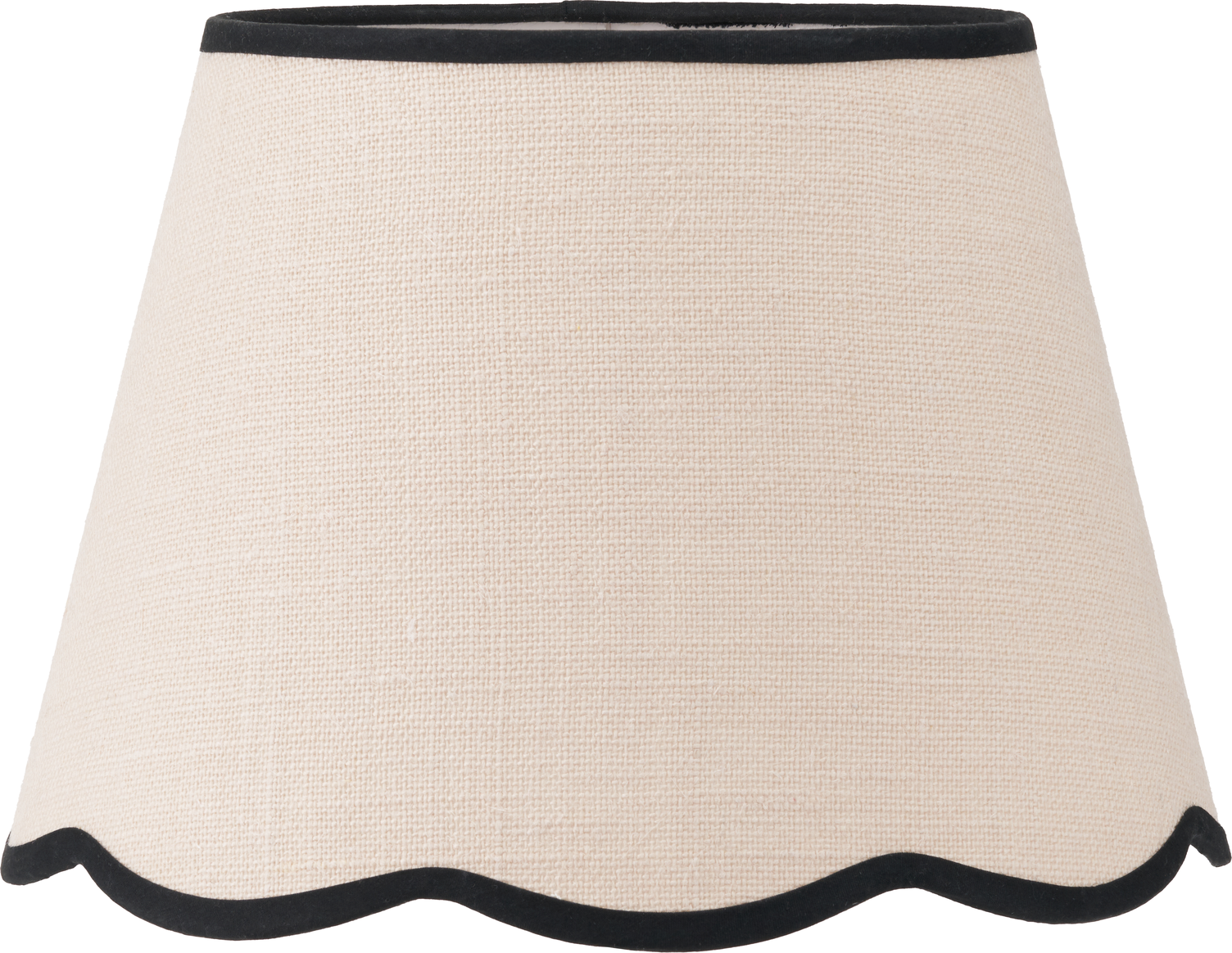 Tabitha 35cm Cream Jute Scalloped Edge Tapered Lamp Shade with Contrast Binding