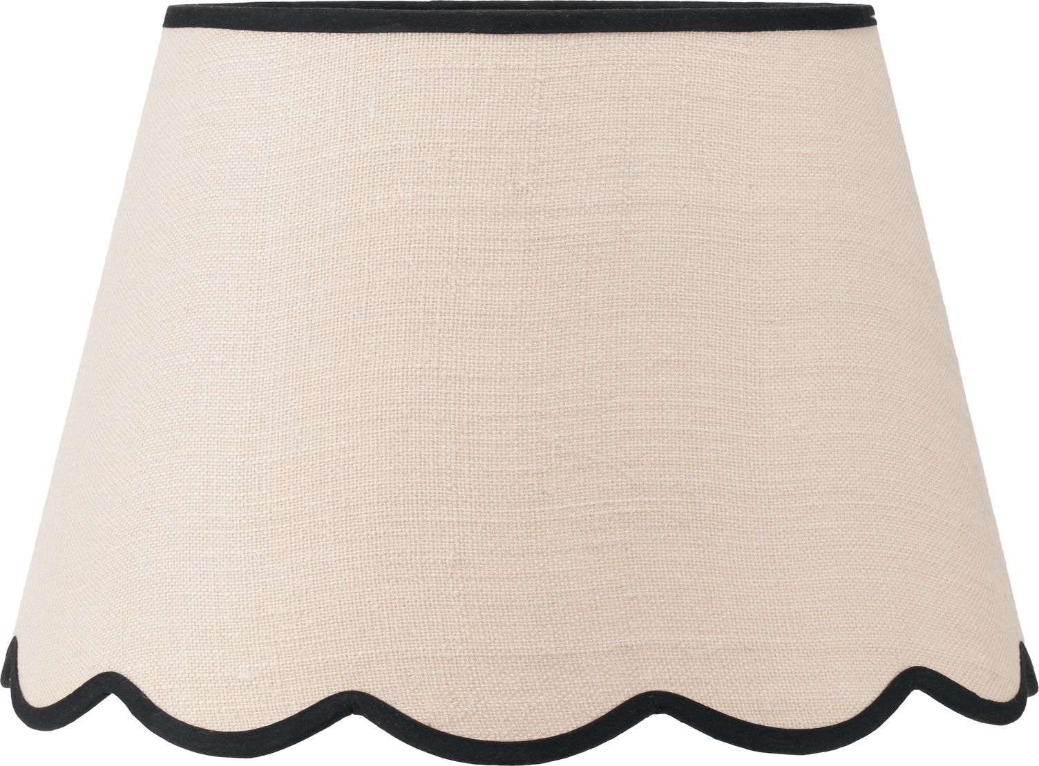 Tabitha 45cm Cream Jute Scalloped Edge Tapered Lamp Shade with Contrast Binding