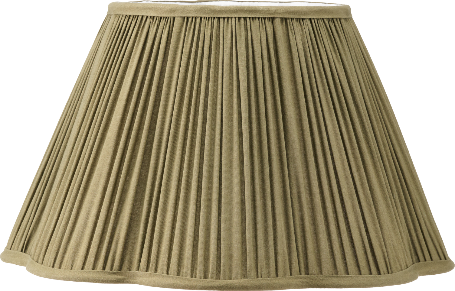 Malia 40cm Olive Green Mushroom Pleat Scalloped Tapered Lamp Shade