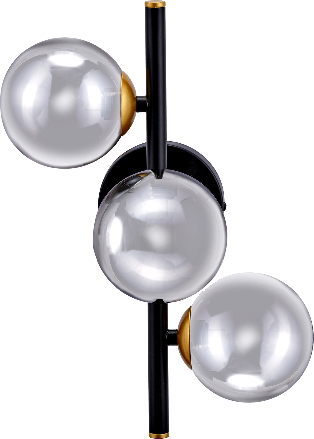 Blair Smoke Glass Ball and Black Metal Wall Light