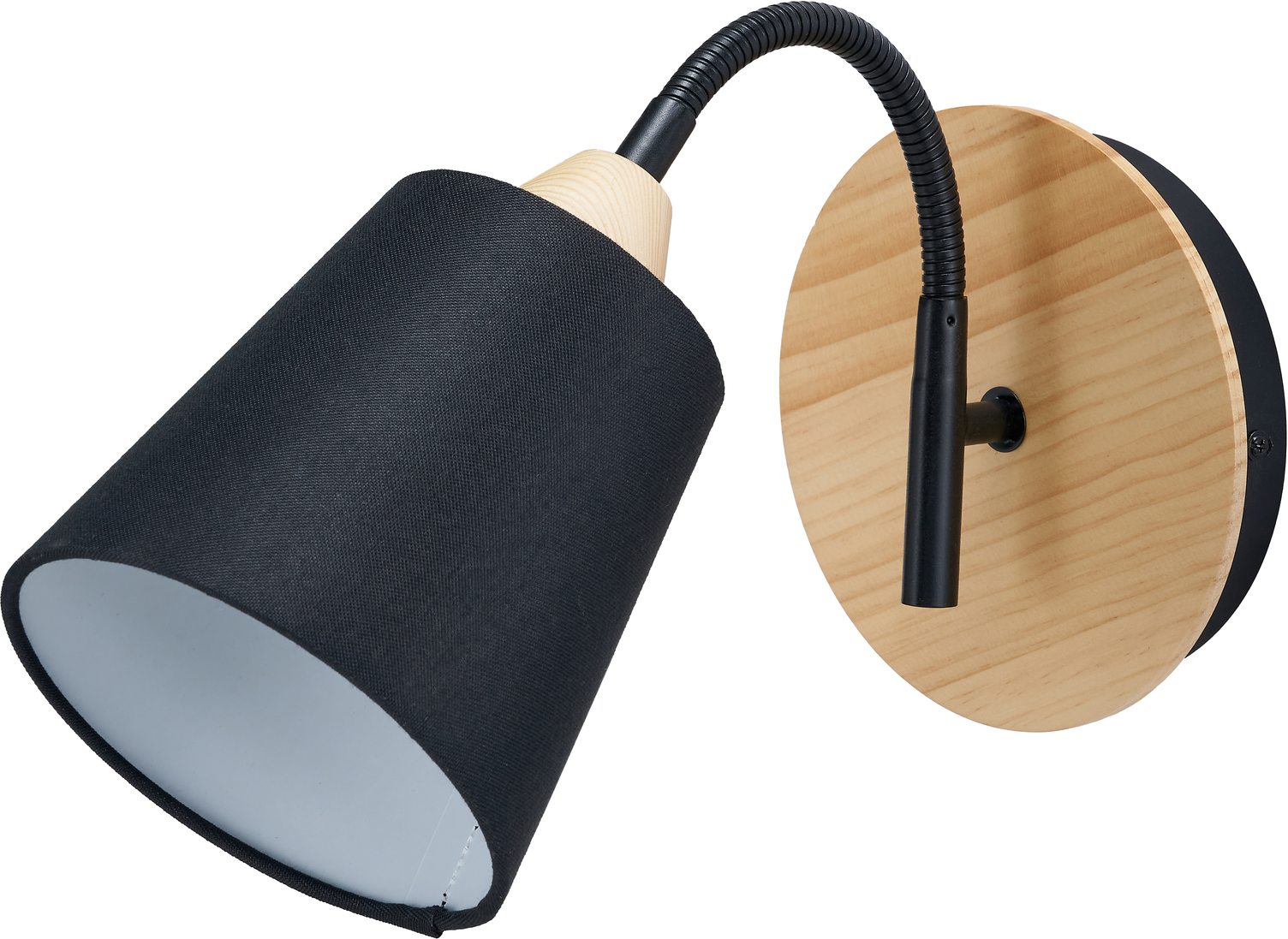Juna Black Metal and Natural Wood Wall Light