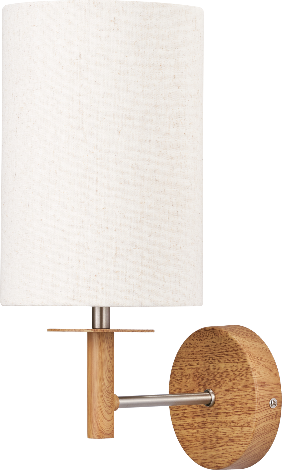 Bonham Natural Wood Veneer and Silver Metal Wall Light