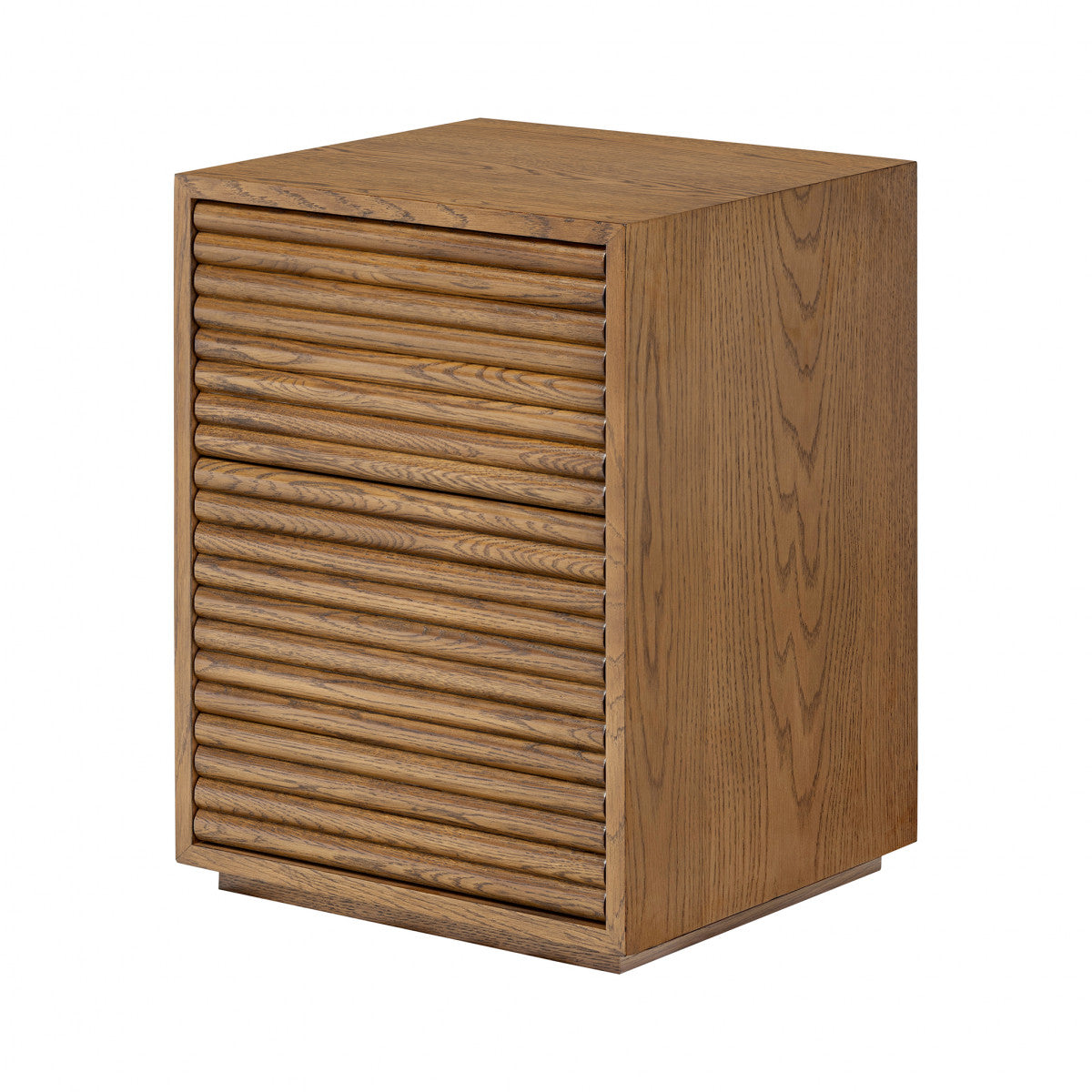 Evie Ribbed Walnut Bedside two Drawer